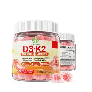 วิตามิน D3 K2 ที่ปราศจากน้ําตาล Gummies เติมวิตามินบีคอมเพล็กซ์เมทิล B12 B9 B6 รองรับกระดูกและฟันความแข็งแรงพลังงานและภูมิคุ้มกัน