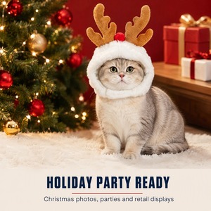 Produit # 005 - Chapeau <span class=keywords><strong>de</strong></span> Noël pour animaux <span class=keywords><strong>de</strong></span> compagnie, motif Père Noël, avec cornes <span class=keywords><strong>de</strong></span> renne en peluche, pour chien et chat, costume <span class=keywords><strong>de</strong></span> fête, vente en gros - Product Image 3