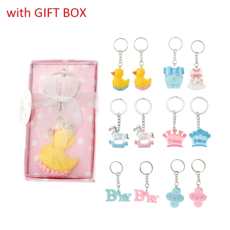 Pink and Blue Gender Reveal Kids Birthday Baby Shower Party Favors Return Gifts for Guests Kids, Cute Keychain in Gift Box