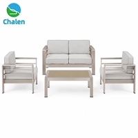 Ensemble de canapés modernes et durables en aluminium brossé pour l'extérieur, avec coussins à séchage rapide, style KD, canapé simple et table pour jardin, cour et hôtels