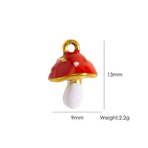Breloques personnalisées en forme de champignon en acier inoxydable 316L plaqué or 14k 18k avec émail pour la fabrication de colliers, bracelets et bijoux - Product Image 6