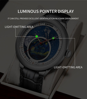 Nouvelles tendances Sport montres pour hommes en cuir de luxe Phase d'étoile squelette montre mécanique cadran bleu planète pour hommes