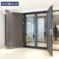 RICHOCEAN - Persianas de Aluminio Minimalistas y Ventiladas, Puertas con Persianas Ajustables para Exteriores