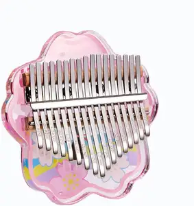 Kalimba-Mini piano à 17 touches, instrument de musique Mbira avec doigt en cristal acrylique pour débutants, enfants, adultes, rose