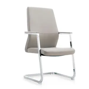 Moderno Branco Cadeira De Couro PU Metal Chrome Frame Sala De Espera Mesa De Escritório Lateral Sala De Reuniões Escritório Visitante Silla Guest Chair