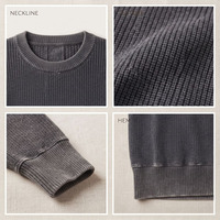 Pull-over Streetwear Personnalisé Unisexe Vintage Effet Délavé Sans Fermeture Éclair Tricot Lourd Hip Hop Streetwear Vente en Gros OEM/ODM