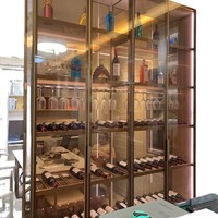 Meuble à vin moderne HAIYUE, panneau en aluminium noir et or, meubles pour toute la maison, meuble à vin sur mesure