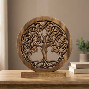 Árbol de la Vida de Madera, Estilo Art Deco, Tallado a Mano, con Patrón de Plantas, Decoración Móvil para el Hogar - Product Image 3