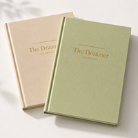 Carnet de notes personnalisé Dreamer Journal, couverture rigide en lin, beige et vert bicolore, dorure à chaud, minimaliste, cadeau littéraire, OEM ODM en gros
