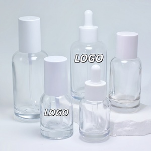30ml 40ml 50ml 100ml 120ml Round Cosmetic Set Essence Concentrate Lotion <b>Dropper</b> Transparent Glass <b>Bottle</b> - Product Image 1