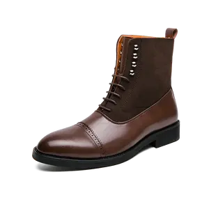 Robe en cuir pour hommes, bottines d'extérieur en caoutchouc, bottes oxford de Style britannique pour hommes