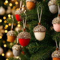 Prix d'usine en gros : Petit gland artificiel fait main avec capuchon pailleté pour décoration de sapin de Noël, ornements suspendus