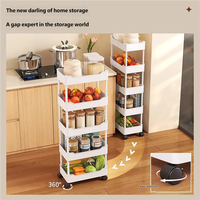Étagère de rangement multifonctionnelle en plastique pour cuisine et salle de bain, chariot étroit et compact, étagère de rangement sur pied pour toilettes et lavabo, pour espaces étroits