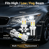 Ampoule de phare LED COB-6SMD H7 H11 Jaune Blanc Double Couleur Feux de Croisement et de Route Feux Antibrouillard