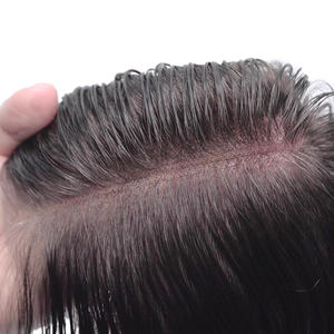 Peluca de encaje francés de encaje frontal N6 con lados de PU Tupé de cabello humano indio rizado natural para hombres Estilo de onda virgen - Product Image 6