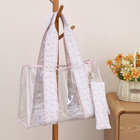 Sacs à main de voyage rayés en PVC imperméable de haute qualité, grande capacité, personnalisés, pour l'été, avec petite pochette