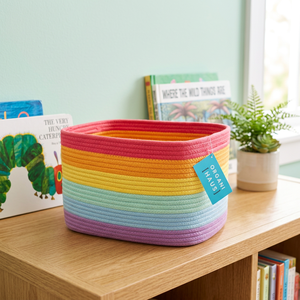 <b>Rectangular</b> Rope <b>Storage</b> <b>Basket</b> Rainbow Colorful Multi-Purpose Eco-Friendly - Product Image 3