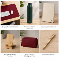 Kit Cadeau de Noël Personnalisé pour l'Organisation du Bureau avec Tapis de Bureau, Bouteille, Bloc-notes en Lin, Support en Bambou, Pochette pour Câbles, Stylo en Laiton – Fournisseur