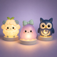 Porte-clés personnalisés en PVC et ABS, figurines d'animaux, veilleuses LED en forme de lune, série de boîtes mystères, cadeau pour chambre de bébé, fabricant OEM ODM, vente en gros