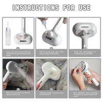 Brosse à vapeur pour chat 3 en 1 Peigne d'épilation pour animaux de compagnie autonettoyant antistatique efficace pour épilation brosse de toilettage pour chats