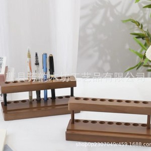Organisateur de bureau en bois, porte-stylo multifonctionnel, rectangulaire, en bois massif, type sur pied, pour le rangement au bureau - Product Image 1