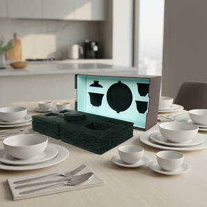 Boîtes rigides en carton gris recyclable <span class=keywords><strong>de</strong></span> haute qualité sur mesure avec des plateaux intérieurs en mousse EPE et impression quadrichromie pour services à thé - Product Image 5