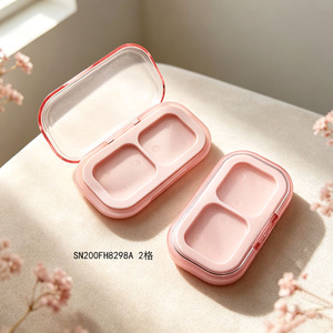 Mini Paleta de Sombras de Ojos Vacía de <span class=keywords><strong>2</strong></span> Compartimentos, Estuche Compacto de Plástico Rosa, Contenedor para Rubor, Corrector y Polvo - Product Image 1
