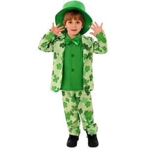 Trajes del Día <span class=keywords><strong>de</strong></span> San Patricio para niños Conjunto <span class=keywords><strong>de</strong></span> disfraz <span class=keywords><strong>de</strong></span> trébol verde Top <span class=keywords><strong>de</strong></span> Caballero <span class=keywords><strong>de</strong></span> manga larga + Pantalones a rayas + Sombrero - Product Image 5