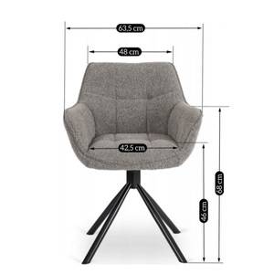 <span class=keywords><strong>Chaise</strong></span> de salle à manger pivotante moderne à 180 degrés, fauteuil en tissu bouclé capitonné, pieds en métal <span class=keywords><strong>noir</strong></span>, <span class=keywords><strong>chaise</strong></span> d'appoint - Product Image 1