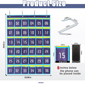 Organizador de Materiais para Sala de Aula por Atacado, Quadro de Bolsos Numerados para Suporte de Celulares, Pendurar na Parede ou na Porta do Armário - Product Image 2