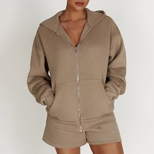 Unisex <b>Hoodie</b> and Shorts Set Men Custom Hoodies and Sweatpants Set Blank Zip up <b>Hoodie</b> Manufacturer - Product Image 3