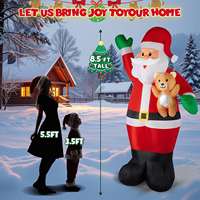 Père Noël gonflable de 8,5 pieds avec ours en peluche et lumière LED, ornement de Noël pour la cour, la pelouse, la maison, la décoration extérieure des fêtes
