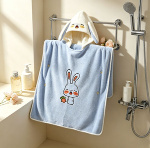 Serviette <span class=keywords><strong>de</strong></span> <span class=keywords><strong>bain</strong></span> pour <span class=keywords><strong>bébé</strong></span> en forme <span class=keywords><strong>de</strong></span> lapin <span class=keywords><strong>de</strong></span> dessin animé, design <span class=keywords><strong>cape</strong></span> à capuche, style lapin <span class=keywords><strong>de</strong></span> dessin animé, en polaire corail, absorbante et rafraîchissante, personnalisable - Product Image 2
