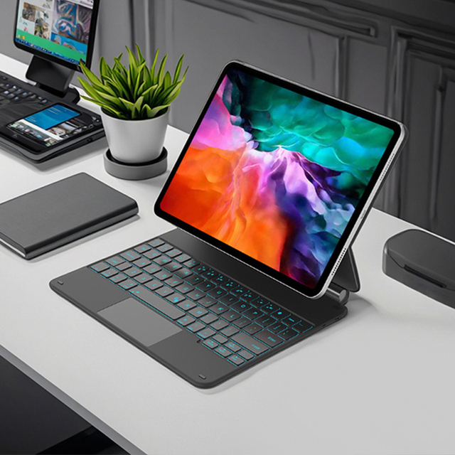 Gaming-Style Tablet Keyboard Cover with RGB Backlight and Touchpad for iPad Pro 12.9-inch Slim and Durable Keyboard Case