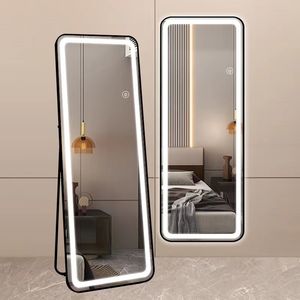 <span class=keywords><strong>Miroir</strong></span> sur pied rectangulaire moderne en verre avec éclairage LED intégré pour salon, chambre, salle de bain – Vente en gros - Product Image 3