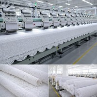 Vente en gros de dentelle brodée à œillets 100% coton, ruban festonné complexe, OEKO-TEX, bleu marine, blanc, crème, rose