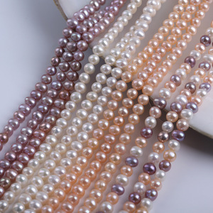 Wholesale 7-8mm Round Natural Freshwater <b>Pearl</b> String DIY Necklace Handmade Jewelry with <b>Loose</b> <b>Pearls</b> - Product Image 1