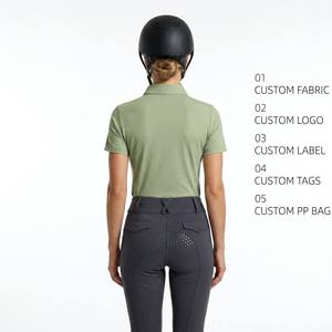 Camisa de Polo Ecuestre de Manga Corta para Mujer, Cuello Polo, Botones Frontales, Corte Ajustado, Personalizable - Product Image 2
