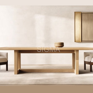 Tavolo da Pranzo Rettangolare Grande Personalizzato con <span class=keywords><strong>Design</strong></span> Italiano in <span class=keywords><strong>Legno</strong></span> Beige Massiccio per Hotel Moderni Stile Regale per Sala da Pranzo d'Hotel - Product Image 4