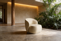 Fauteuil Chesterfield sans accoudoirs de style nordique moderne Kurui Home, design carré, pieds en bois, revêtement en cuir écologique, dossier solide, pour salon