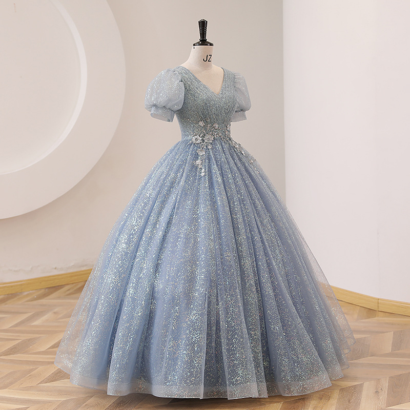 2023 Sparkly Blue Quinceanera Dresses Nice V Neck Ball Gown Prom Dresses Long Formal Evening Wear Bridesmaid Annual Party Dress| Alibaba.com 2023 Sparkly Blue Quinceanera Dresses Nice V Neck Ball Gown Prom Dresses Long Formal Evening Wear Bridesmaid Annual Party Dress| Alibaba.com