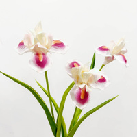 GOG1037 Iris artificiel en PU à tige unique, fait main, haute qualité, toucher réel, pour décoration de jardin, intérieur et extérieur, idéal pour la remise des diplômes, Noël, Pâques