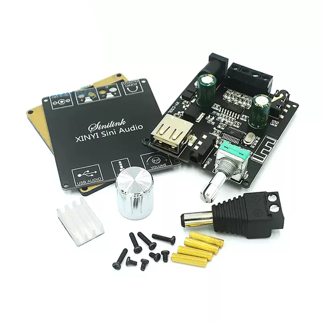 XINYI Sini Audio Stereo Digital Amplifier Board, 50W Dual Channel, 360° Infinite Volume Adjustment