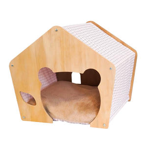 Fabrika toptan lüks kapalı çıkarılabilir ahşap Pet minder kulübesi kafesleri sürdürülebilir kedi köpek evi ve yatak ev - Product Image 2