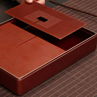 Chinesischer Stil Langlebiges Tee-Tablett aus Messing & Aluminium mit Sieb, quadratischem Design und Wasserspeicher für den Haushalt zum Trockenbrühen