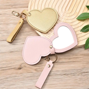 Biểu tượng tùy chỉnh PU <span class=keywords><strong>Leather</strong></span> Bìa xoay gương hình trái tim Pocket <span class=keywords><strong>make</strong></span> <span class=keywords><strong>up</strong></span> gương với móc chìa khóa - Product Image 4