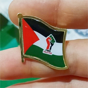 Vente en gros Offre Spéciale drapeau personnalisé Israël Palestine Amérique en stock impression offset époxy existant frais de moule gratuit épingles en émail badges - Product Image 3