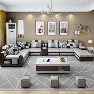 Sofá Seccional Moderno de 7 Plazas en Cuero Sintético - Mueble Extensible para Sala de Estar, Hogar u Hotel - Product Image 4