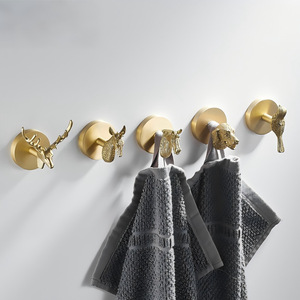 Ganchos de pared de latón con forma de animal, estilo de lujo ligero, para recibidor, dormitorio, perchero, instalación con perforación. - Product Image 2