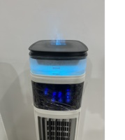Ventilateur de tour sans pales à télécommande, 3 vitesses de vent, faible bruit, oscillant, avec humidificateur à flamme pour la maison